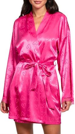 In Bloom by Jonquil Sasha Heart Satin Wrap in Hot Pink at Nordstrom, Size X-Large