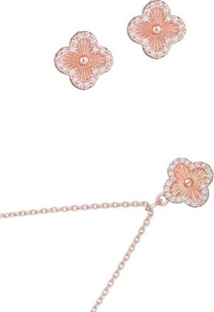 Adornia Fluted Clover Stud Earrings & Necklace Set in Rose Gold at Nordstrom Rack