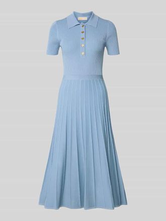 Michael Kors Midikleid aus Viskose mit Polokragen und Knopfleiste in Hellgelb, Gr&ouml;&szlig;e XL