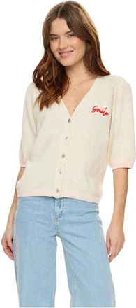 N&uuml;mph Nuwally Cardigan - Dames - Vesten - Beige - L - Katoen - Truien & Vesten
