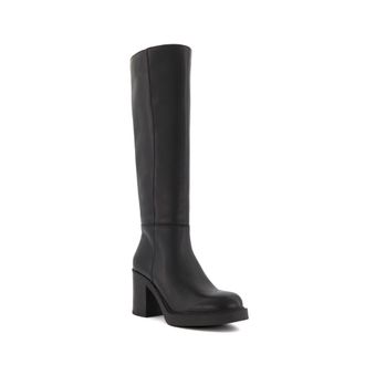 Dune London Womens Ladies Tinaz - Block-Heel Casual Knee-High Boots - Black Leather (archived) - Size UK 8