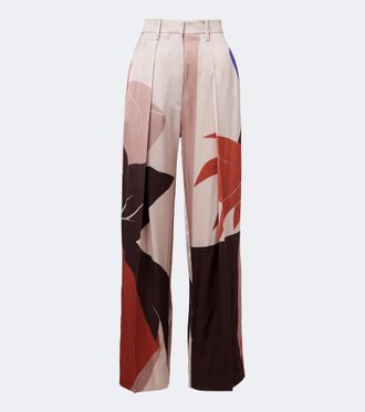 Victoria Beckham Printed satin wide-leg pants