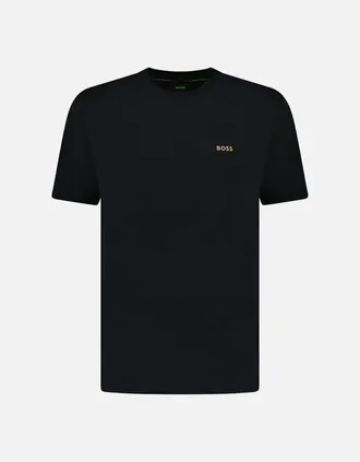 HUGO BOSS Mens Hugo Boss Active Gold Logo-Print T-Shirt Black - Size: 34