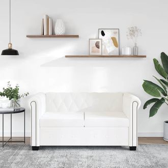 vidaXL Vidaxl - Sof&aacute; Chesterfield De 2 Plazas Cuero Sint&eacute;tico Blanco