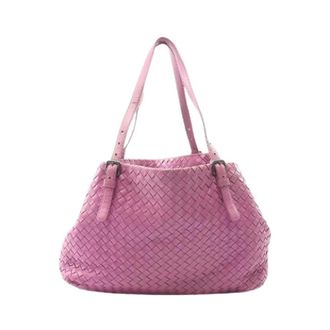 Bottega Veneta Pre-owned Intrecciato Leren Tote Bag - Dames - Pre-owned - Paars - Maat: ONE Size Leer