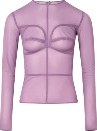 pushBUTTON panelled-design long-sleeves blouse - Purple