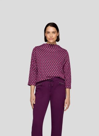 Rabe 3/4-Arm-Shirt RABE, Damen, Gr. 40, pflaume, Web, Obermaterial: 70% Polyester, 28% Viskose, 2% Elasthan, gemustert, tailliert h&uuml;ftbedeckend, Rundhals, 