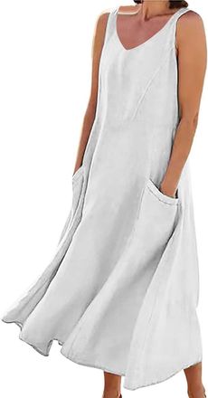 Generic Women Dresses Plus Size White Dress Girls Maxi with Sleeves Sophisticated 80S Fancy Debenham Dress Max Dresses Chainmail Amazing Prom Cheer Ruffle Hem