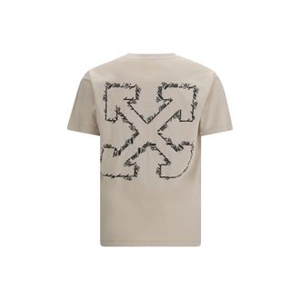 Off-white Mens Beige Cotton T-Shirt