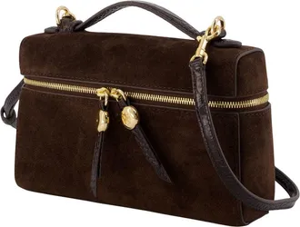 Tory Burch Womens Romy Slim Top Handle Purse - Tory Burch Leather Brown Calfskin Bags Handbags-Purses