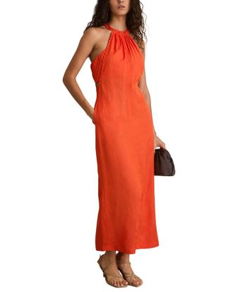 Reiss Erika Craft Stitch Linen-Blend Halter Dress