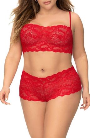 Mapalé Lace Bralette & Boyshorts Set in Red at Nordstrom, Size 1X