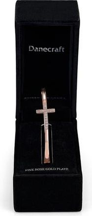 Danecraft Pavé Cubic Zirconia Cross Hinged Bangle in Metallic Gold at Nordstrom Rack