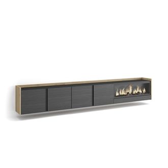 Skraut Home Skraut Home - Mueble Tv, Televisi&oacute;n, Muebles De Sal&oacute;n, Almacenaje, 315x35x50cm, Para Tv Hasta 80, Chimenea El&eacute;ctrica Xxl, Colgado, Suspendido, Estilo 