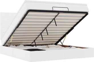 vidaXL Struttura Letto Pouf con Materassi Bianco 200x200 cm Similpelle vidaXL