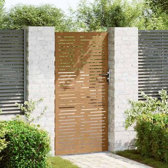 Berkfield Home Beautiful Garden Gate 85x175 cm Corten Steel Square Design in Brown