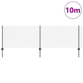 Berkfield Home Stylish Chain Link Fence with 10 U Posts Grey 0.8x10 m Steel