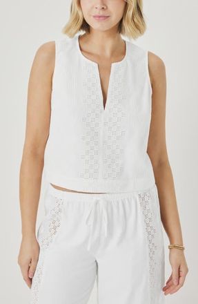 Splendid Kenzie Geo Eyelet Crop Tank in White at Nordstrom, Size X-Large