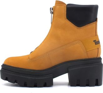 Timberland Everleigh Front-Zip Boot - Dames - Enkellaarsjes - Beige - 38 1/2 EU - Leer - Schoenen