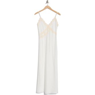 Leith Lace Trim Satin Maxi Dress in Ivory Dove at Nordstrom Rack, Size X-Small