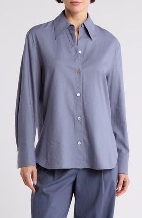 Vince Relaxed Fit Linen Blend Button-Up Shirt in Iris Water at Nordstrom Rack, Size X-Small