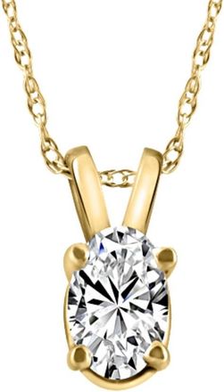 Pompeii3 3/8Ct Oval Natural Diamond Solitaire Pendant 14k White or Yellow Gold Necklace