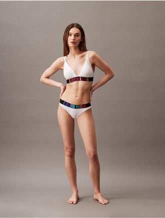Calvin Klein Womens Intense Power Pride Lightly Lined Triangle Bralette - White - XS