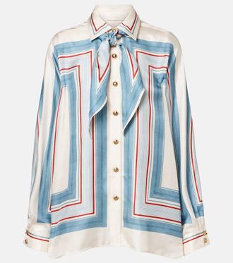 Zimmermann Camisa de seda con pa&ntilde;uelo a rayas