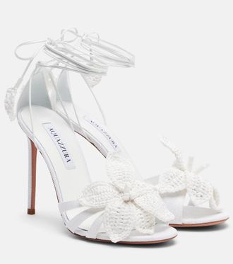 Aquazzura Calypso leather-trimmed raffia sandals