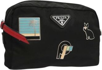 Prada Pre-owned Clutches, female, Black, Size: ONE SIZE Pre-owned Vintage Nylon Clutch