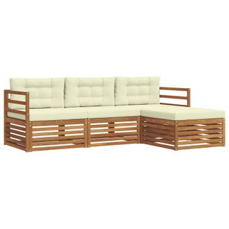 vidaXL Conjunto De Sof&aacute;s De Exterior Con Coj&iacute;n Natural Y Crema Vidaxl