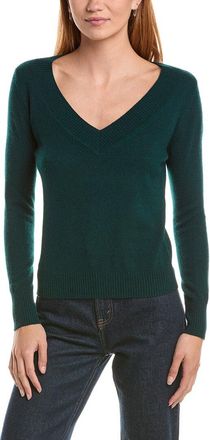 Sofiacashmere Sofiacashmere Deep Wide Trim V-Neck 100% Cashmere Sweater