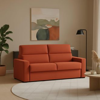 Dmora Sof&aacute; Fijo 2 Plazas Letino, Desenfundable, Hidr&oacute;fugo Made In Italy, Lavable, 200x95x100h Cm Naranja
