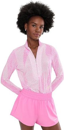 Jamie Sadock Sunsense Sauvage Zip Mock Long Sleeve Womens Clothing Pink : LG, Polyester/Spandex