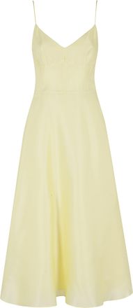 Alberta Ferretti Yellow Triple Organza Silk Midi Dress