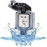 OEM Enchufe De Pared Exterior Con Puerto Usb, Resistente Al Agua Ip66, Enchufe De Jard&iacute;n, Montaje En Superficie, Contacto De Protecci&oacute;n Para Lugares H&uacute;med