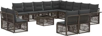 vidaXL Conjunto De Sof&aacute;s De Jard&iacute;n 14 Uds. Gris Rat&aacute;n Sint&eacute;tico Vidaxl