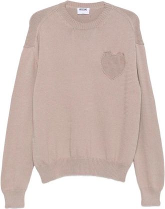 Moschino Truien - Heren - Ronde hals truien - Beige - M - Nylon - Truien & Vesten