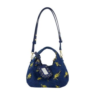 Ganni Handbags, female, Blue, Size: ONE SIZE Hobo Mini Flowers Purse