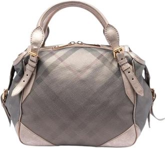 Burberry Pre-owned Handbags, female, Gray, Size: ONE SIZE Pre-owned Vintage Canvas Handbag