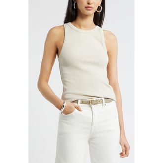 Nordstrom Everyday Cotton Rib Tank in Beige Oatmeal at Nordstrom, Size Xx-Large