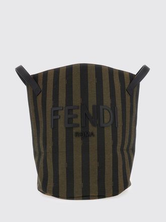 Fendi Cesto portacose da bambino in misto cotone con manici in pelle