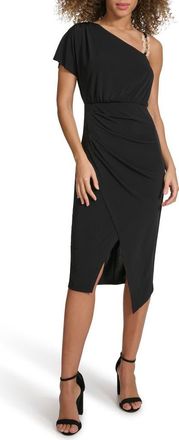 Siena My Balconia Ity One Shoulder Midi Dress in Black at Nordstrom Rack, Size 12
