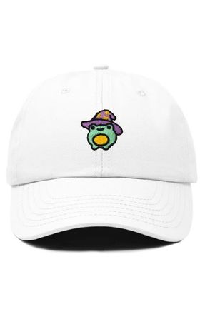 Dalix Sorcerer Frog Embroidered Dad Hat in White at Nordstrom