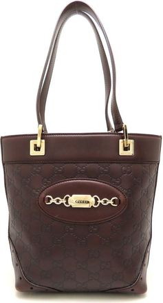 Gucci Dark Brown Leather Tote Bag (Pre-Owned)