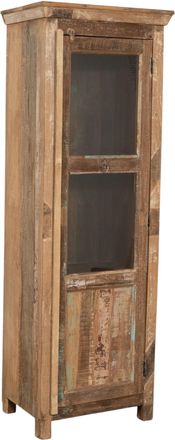Biscottini International Vitrina De Madera Maciza Reciclada Con Acabado Envejecido