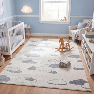 Jonathan Y Designs Hedwig High-Low Youth Cloud Scandi Indoor/Outdoor Area Rug in Ivory/blue at Nordstrom, Size 3Ft 0In X 5Ft 0In