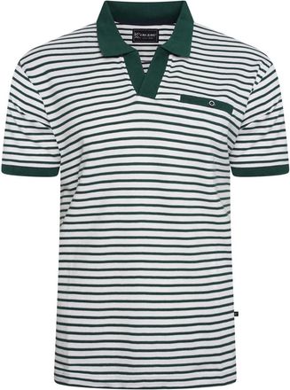 KAM Striped Polo Shirt V Neck Short Sleeve Cotton Top Mens Plus Size 2-8XL 5515 (UK, Alpha, 5XL, Plus, Regular, Green)