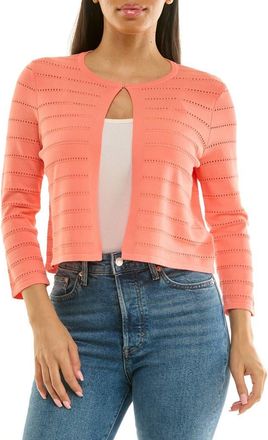 Nina Leonard Pointelle Stitch Bolero in Coral Sunset at Nordstrom Rack, Size X-Large