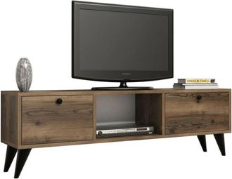 Dmora Dmora - Mobile porta TV Atropos, Credenza da soggiorno, Armadio basso per TV, Base parete attrezzata, 138x30 h43 cm, Noce e Nero